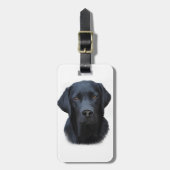 ブラックラブラドールドッグウォーターカラーアート絵画ズ ラゲッジタグ (正面縦)
