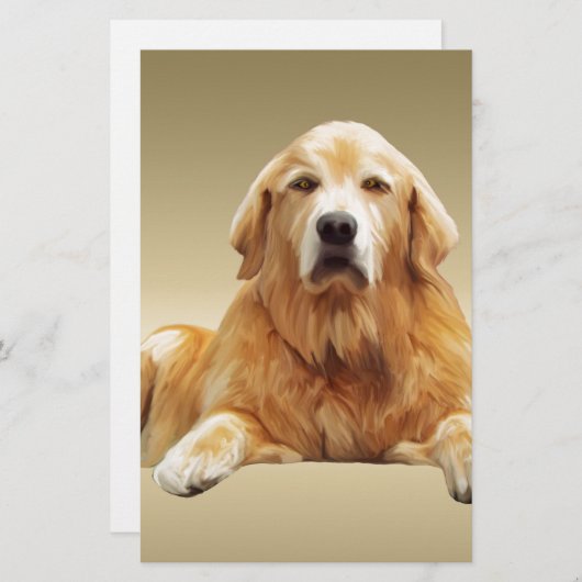 ブラックラブラドールドッグウォーターカラーアート絵画ズ 便箋 (正面/裏面)