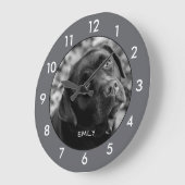 ブラックラブラドールドッグカスタム大時計 ラージ壁時計 (傾斜)