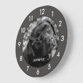 ブラックラブラドールドッグカスタム大時計 ラージ壁時計 (傾斜)