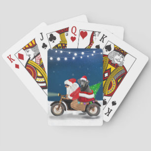 ブラックラブラドールドッグクリスマスサンタクロース トランプ