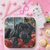 ブラックラブラドールドッグクリスマスフェスティバル ペーパープレート (パーティー)