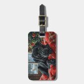 ブラックラブラドールドッグクリスマスフェスティバル ラゲッジタグ (正面縦)