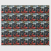 ブラックラブラドールドッグクリスマスフェスティバル ラッピングペーパー (フラット)