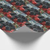 ブラックラブラドールドッグクリスマスフェスティバル ラッピングペーパー (角)