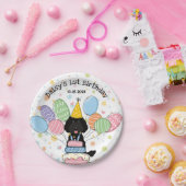 ブラックラブラドールドッグバースデーパーティー紙プレート ペーパープレート (パーティー)