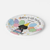 ブラックラブラドールドッグバースデーパーティー紙プレート ペーパープレート (アングル)