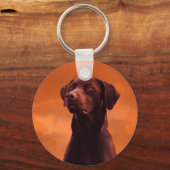 ブラックラブラドールドッグポートレート キーホルダー (正面)