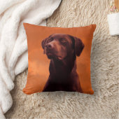 ブラックラブラドールドッグポートレート クッション (ブランケット)