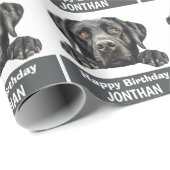 ブラックラブラドールハッピーバースデーかわいい ラッピングペーパー (ロールコーナー)