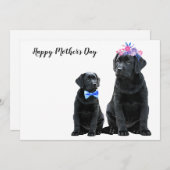 ブラックラブラドールハッピーマザーズデイ – かわいい犬の子犬 シーズンカード (正面/裏面)
