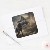 ブラックラブラドールハロウィンホラー スクエアシール (封筒)