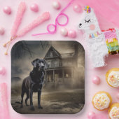 ブラックラブラドールハロウィンホラー ペーパープレート (パーティー)