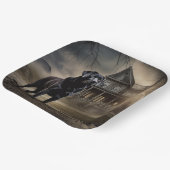 ブラックラブラドールハロウィンホラー ペーパープレート (傾斜あり)