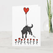 ブラックラブラドールハートバルーンありがとう シーズンカード (正面)