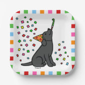 ブラックラブラドールバースデーパーティー紙吹雪 ペーパープレート (正面)