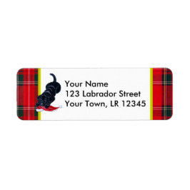 ブラックラブラドールパピーとサンタハットクリスマス ラベル