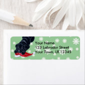 ブラックラブラドールパピーとサンタハットクリスマス ラベル (インサイチュ)