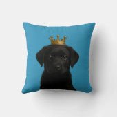 ブラックラブラドールパピーイン金ゴールドクラウンかわいい クッション (裏面)