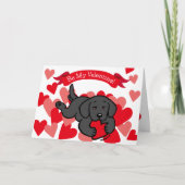 ブラックラブラドールパピーチューインバレンタインハート シーズンカード (正面)