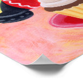 ブラックラブラドールパピー誕生日カップケーキアートワーク ポスター (角)