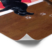 ブラックラブラドールパピー&カップケーキのアートワーク ポスター (角)