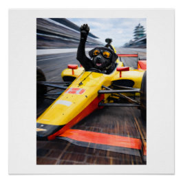 ブラックラブラドールパピーIndyCar勝利ラップポスター |  ポスター