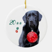 ブラックラブラドールパーソナライズされたカワイトドッグクリスマス セラミックオーナメント (裏面)