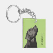 ブラックラブラドールパーソナライズされたキーリングチェーン キーホルダー (正面左)