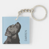 ブラックラブラドールパーソナライズされたキーリングチェーン キーホルダー (裏面)