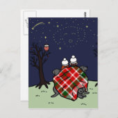 ブラックラブラドールファミリーアンドスターリースカイ ポストカード (正面/裏面)