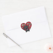 ブラックラブラドールフローラクラシックハートラウンドステッカー ラウンドシール (封筒)