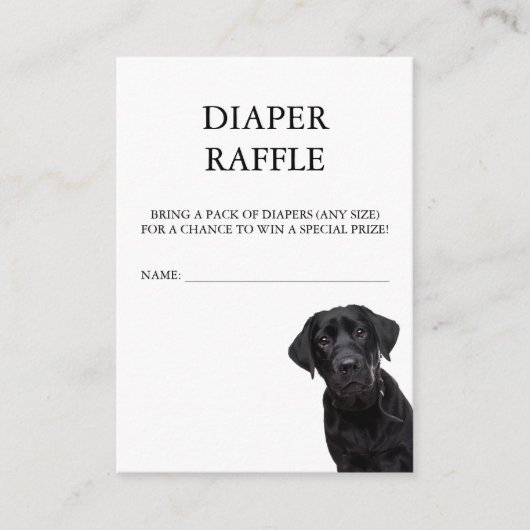 ブラックラブラドールベビーシャワーおむつラッフルミニマル エンクロージャーカード (正面)