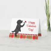 ブラックラブラドールミニハートフラワーバレンタイン シーズンカード (正面)