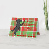 ブラックラブラドールミニハートフラワーバレンタイン シーズンカード (正面)