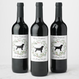 ブラックラブラドールメリークリスマスラブラドールレトリバー ワインラベル