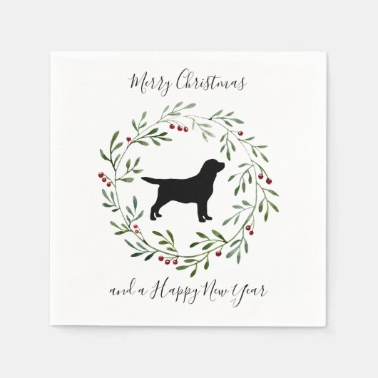 ブラックラブラドールメリークリスマス – ラブラドールレトリバー スタンダードカクテルナプキン (正面)
