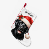 ブラックラブラドールリトリエバーカワイイフェスティバルサンタドッグ スモールクリスマスストッキング (正面 (吊り時))