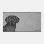 ブラックラブラドールリトリエバーカワイトマンガールラボドグレイ デスクマット (正面)