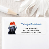 ブラックラブラドールリトリエバークリスマスキュートサンタドッグ ラベル (インサイチュ)