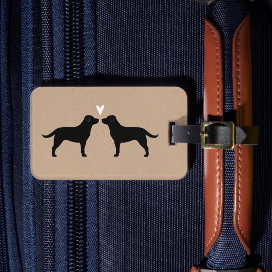 ブラックラブラドールリトリエバーシルエットとハート ラゲッジタグ (正面インサイチュ4)