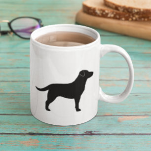 ブラックラブラドールリトリエバードグシルエット コーヒーマグカップ