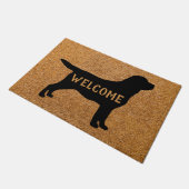 ブラックラブラドールリトリエバードッグウェルカムエントリ ドアマット (アングル)
