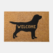 ブラックラブラドールリトリエバードッグウェルカムエントリ ドアマット (正面)