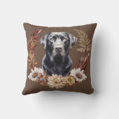 ブラックラブラドールリトリエバードッグオータムリース クッション (裏面)