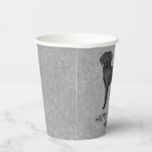 ブラックラブラドールリトリエバードッグハッピーバースデーグレー 紙コップ (右)