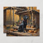 ブラックラブラドールリトリエバーログキャビン秋 (正面/裏面)