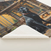 ブラックラブラドールリトリエバーログキャビン秋 シェルパブランケット (3/4)