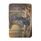 ブラックラブラドールリトリエバーログキャビン秋 バスマット (正面縦)