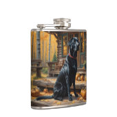 ブラックラブラドールリトリエバーログキャビン秋 フラスク (右)